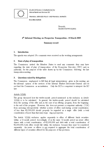 informal meeting minutes summary template - simplify your record-keeping process template