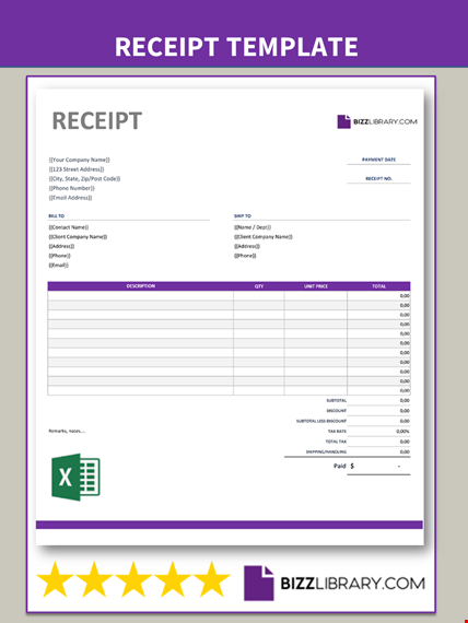 receipt template template