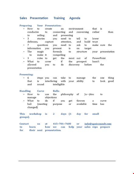 sales presentation agenda template