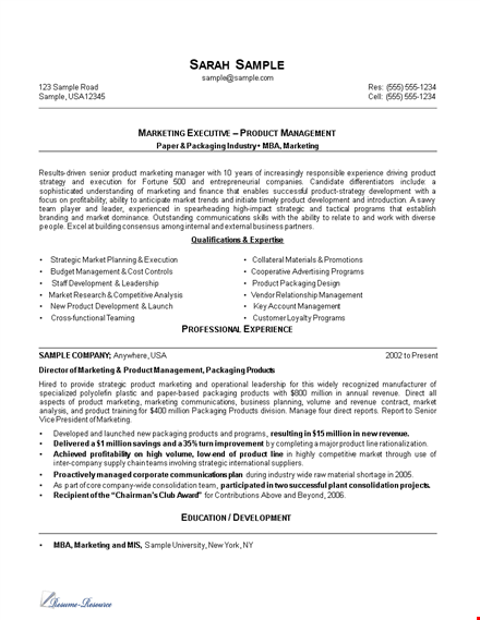 marketing manager resume format example | product management sample | packaging template