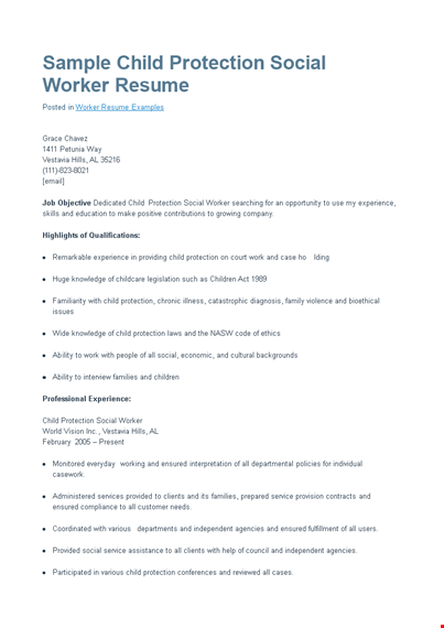 social work resume for child protection template