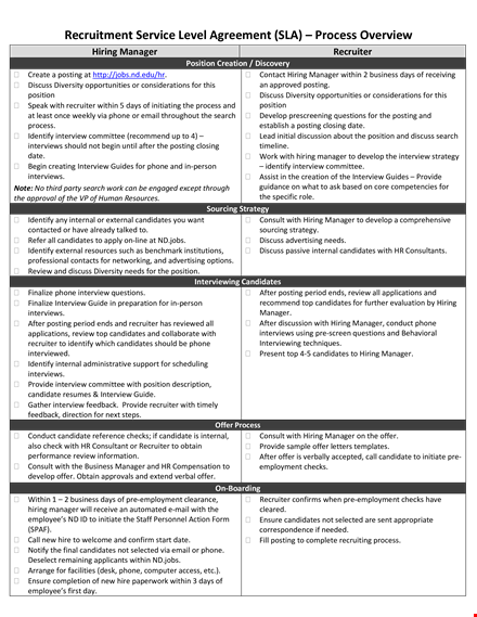 recruitment service level agreement template template