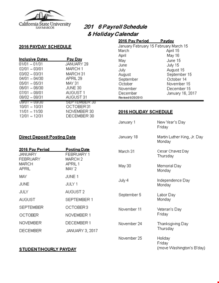 holiday payroll schedule template