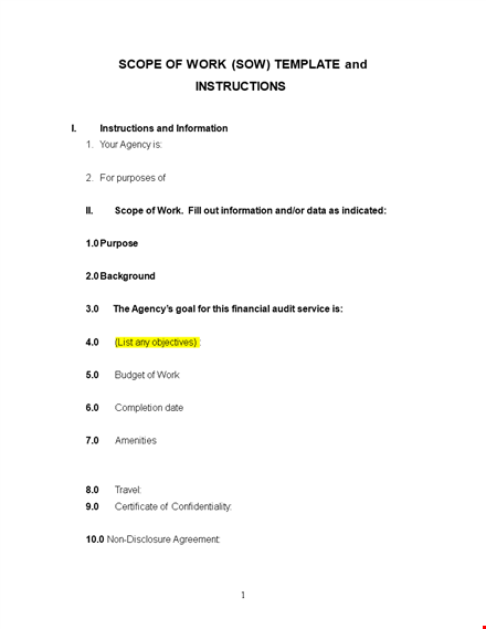 effective scope of work template | includes agency instructions & relevant information template