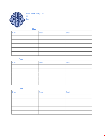 effective sign up sheet for email and phone template