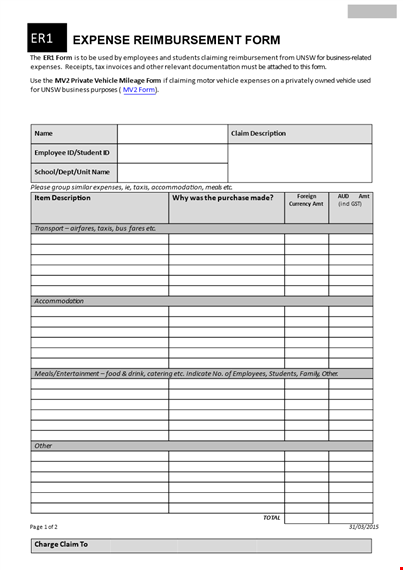 submit your expenses easily with our reimbursement form - get reimbursed quickly! template