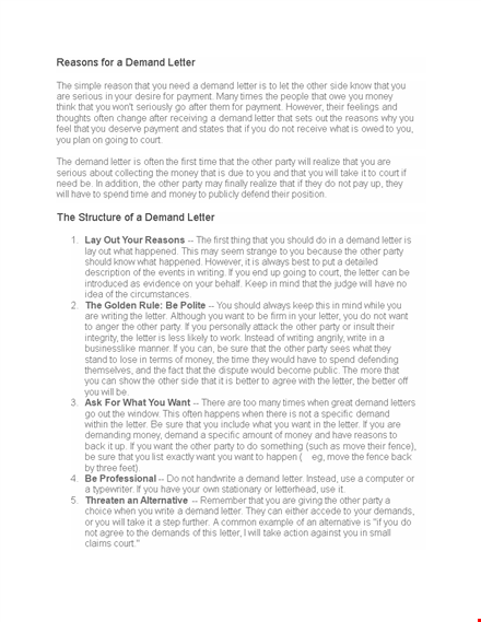 free demand letter template | write a professional letter template