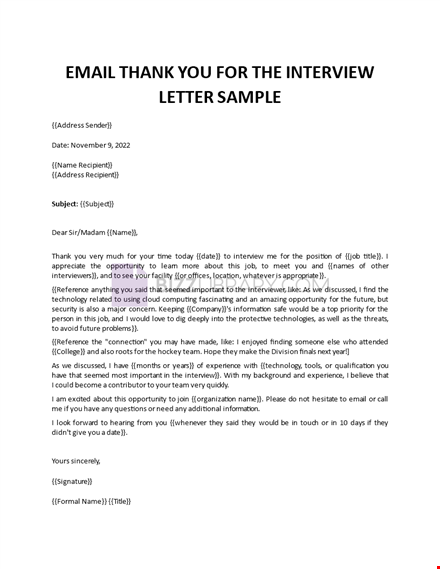 thank you email after interview template
