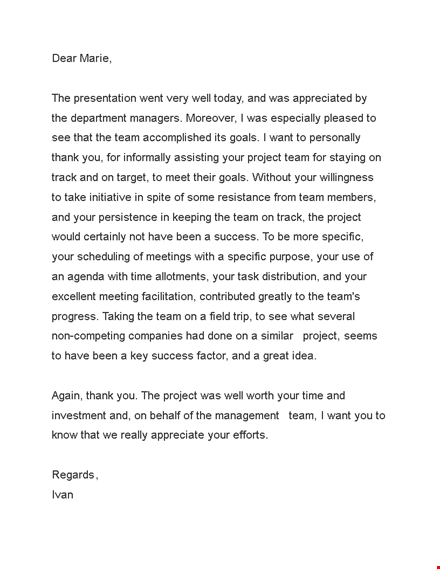 recognition letter for project goals template
