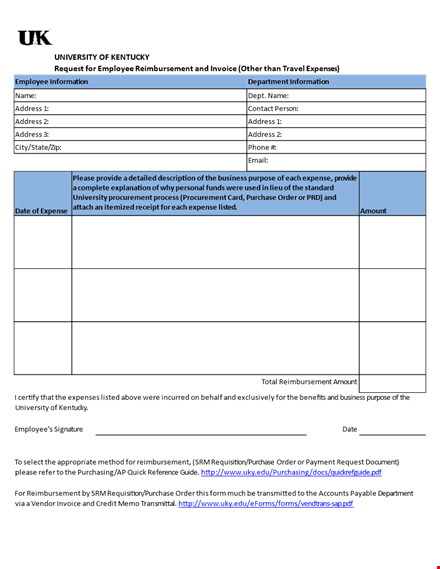 employee reimbursement form template