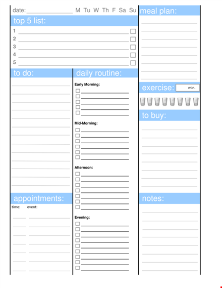 daily planner template template