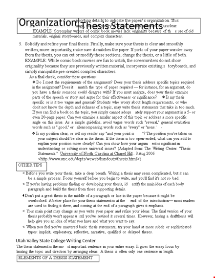 organization thesis statement template template