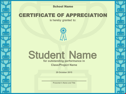 certificate of appreciation for student template