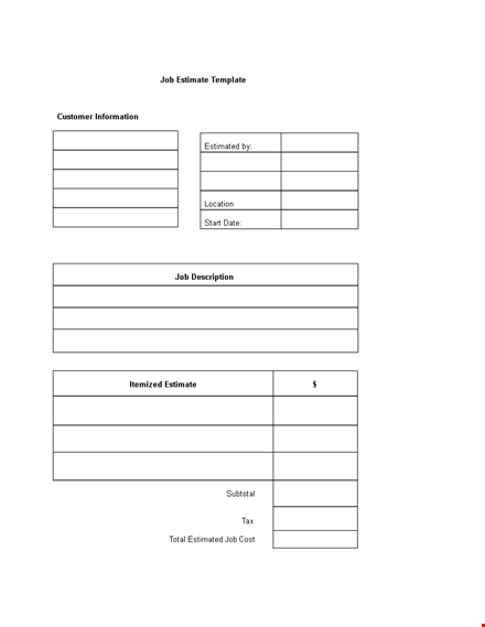 customizable estimate template - easily provide itemized information and descriptions template