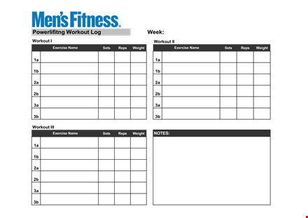 powerlifting workout log | track your progress and maximize results template