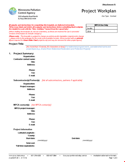 project work plan template - a comprehensive resource for river and watershed management template