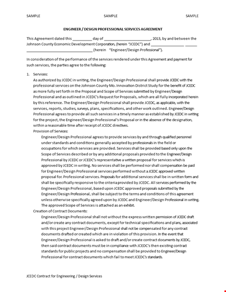 professional service agreement template for design engineers - jcedc template