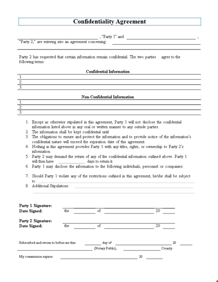 protect your info with our non-disclosure agreement template - confidentiality agreement template