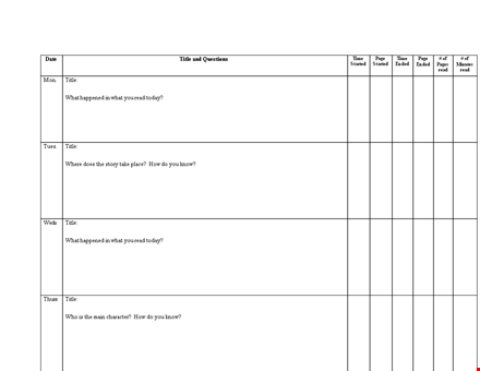 free reading log template | track your daily reading progress easily template