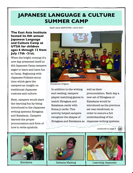 japanese summer camp in july - making language learning fun for campers template