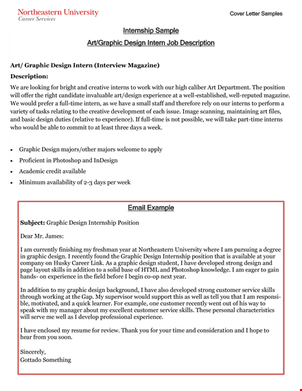 graphic design internship cover letter with relevant experience template