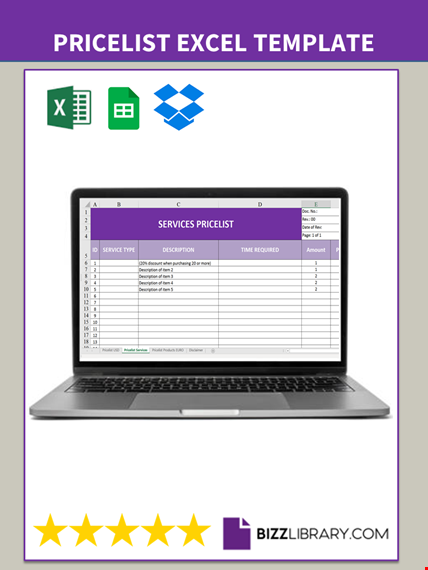 pricelist excel template