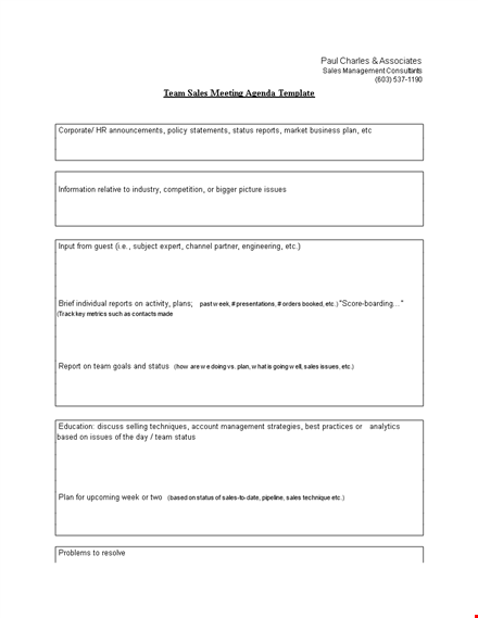 sales meeting agenda format template