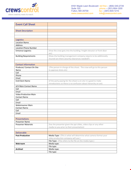 video production for event calls template