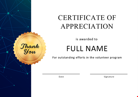 volunteer certificate template | customize and print template