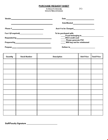 sheet for purchase request order template