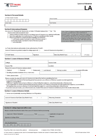 leave of absence template | easy-to-use leave request form template
