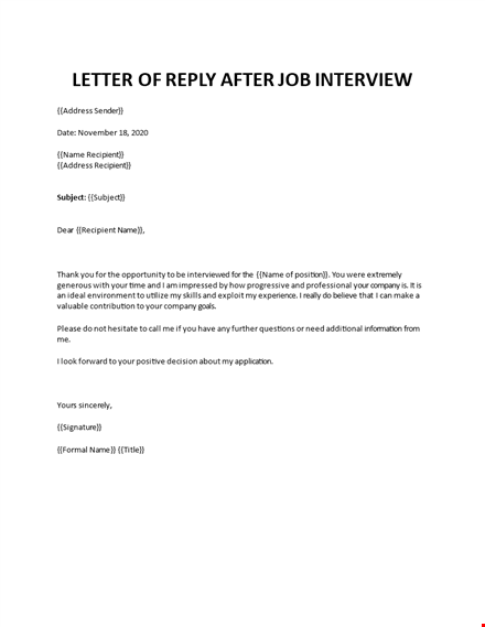 letter of apply after job interview template