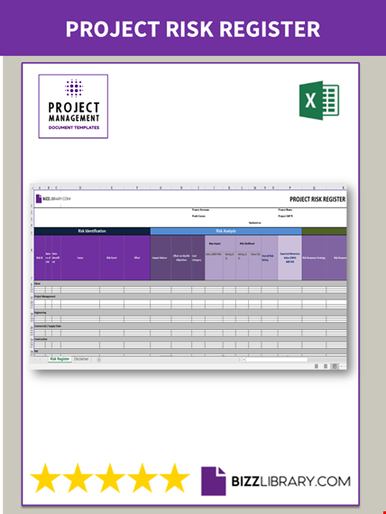 project management risk register template