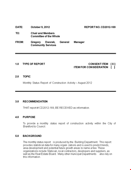 monthly activity report - permits, construction value, building permits issued template