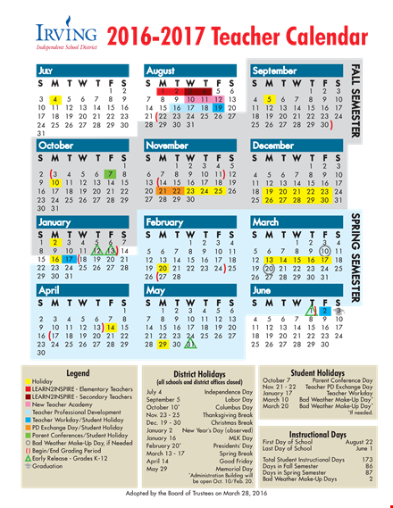 teacher calendar template