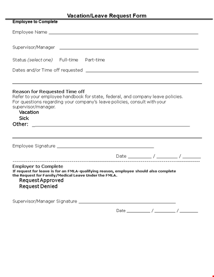 complete your employee leave request with our vacation request form template