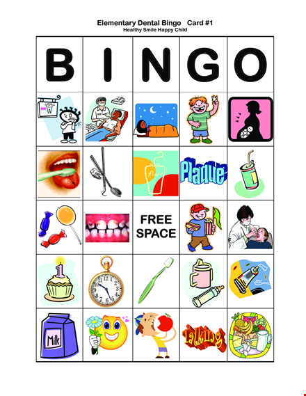 get a free bingo dental card for healthy and elementary dental care template