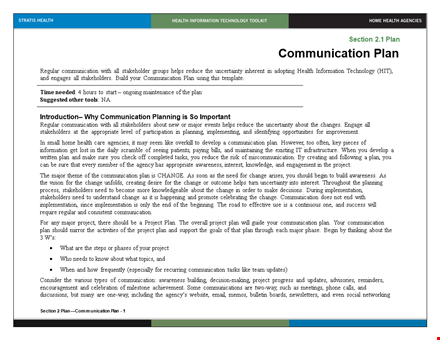 communication plan template | communication goals template