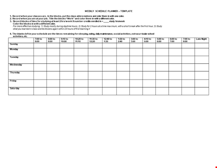 weekly calendar word format download template template