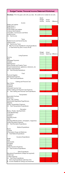 personal income statement template excel template