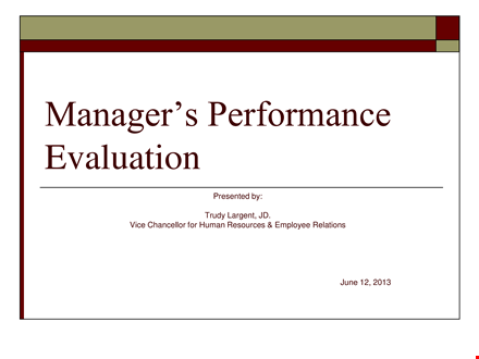 manager self evaluation: sample for performance evaluation, goals, and supervisor template