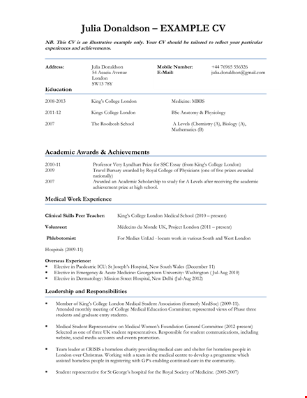 student curriculum vitae sample template