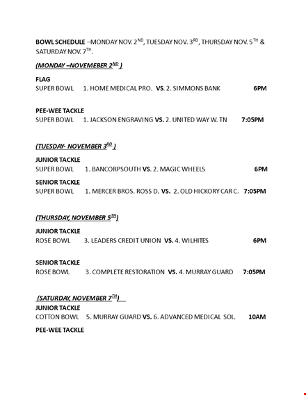 free printable bowl schedule template