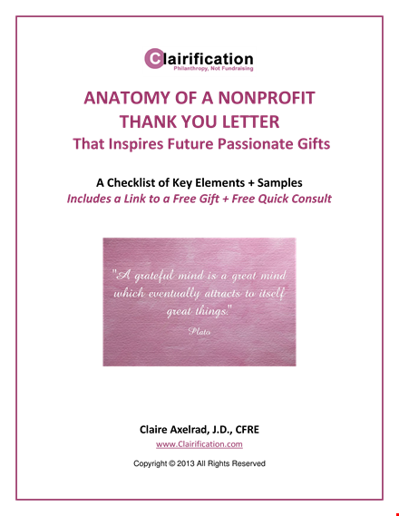non profit donation thank you letter format template