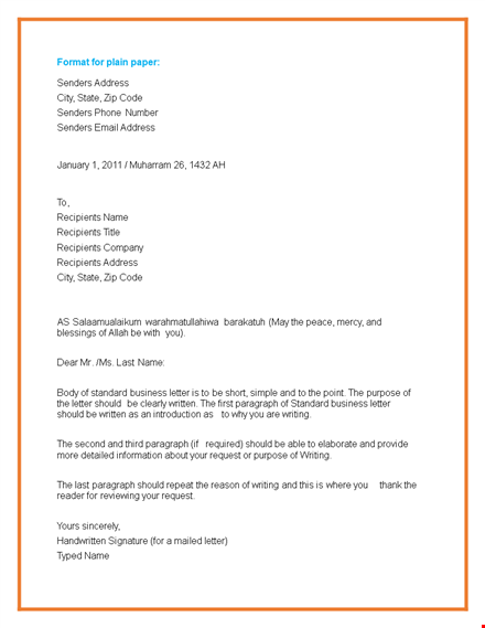 professional email example template