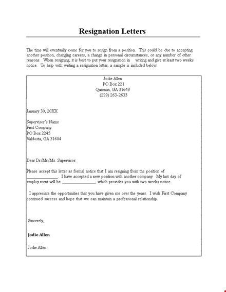 resignation notice: free download of email resignation letter to supervisor example (pdf) template