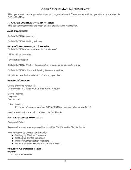 operations manual sample guide template