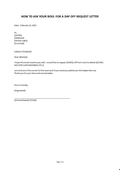 day off request letter template