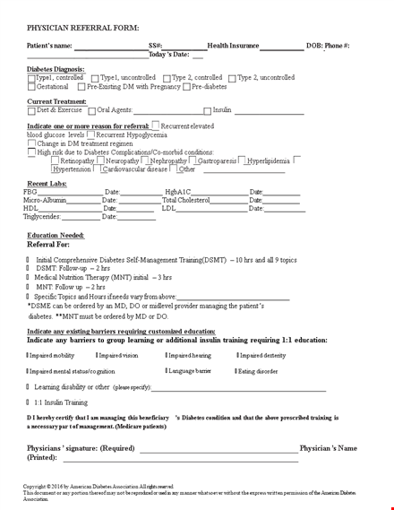 impaired diabetes training: referral form template template