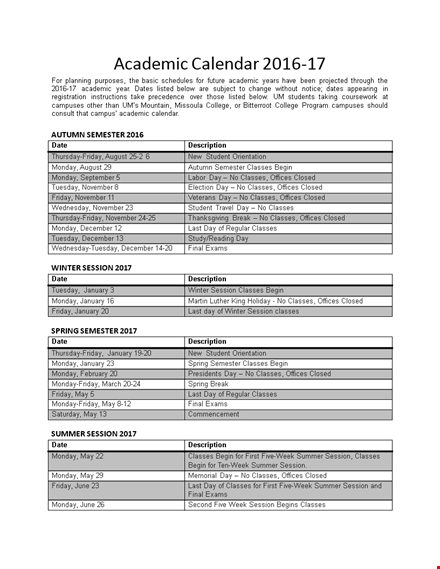 printable weekly academic calendar | monday-friday | session classes template